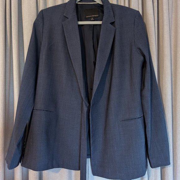 Like New Women's Banana Republic Blue Wool Blazer - Sz 10 - Picture 1 of 5